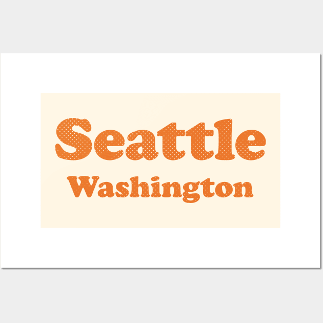 Seattle, Washington - WA, Retro Typography Wall Art by thepatriotshop